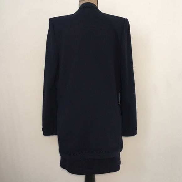 St. John collection navy knit skirt jacket set - Picture 3 of 8